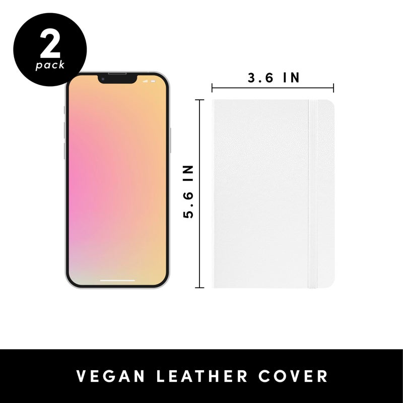 PAPERAGE Lined Pocket Journal Notebook, 2 Pack, (White), 160 Pages, Small Notebook, 3.6 inches x 5.6 inches - 100 GSM Thick Paper, Hardcover - Image 2